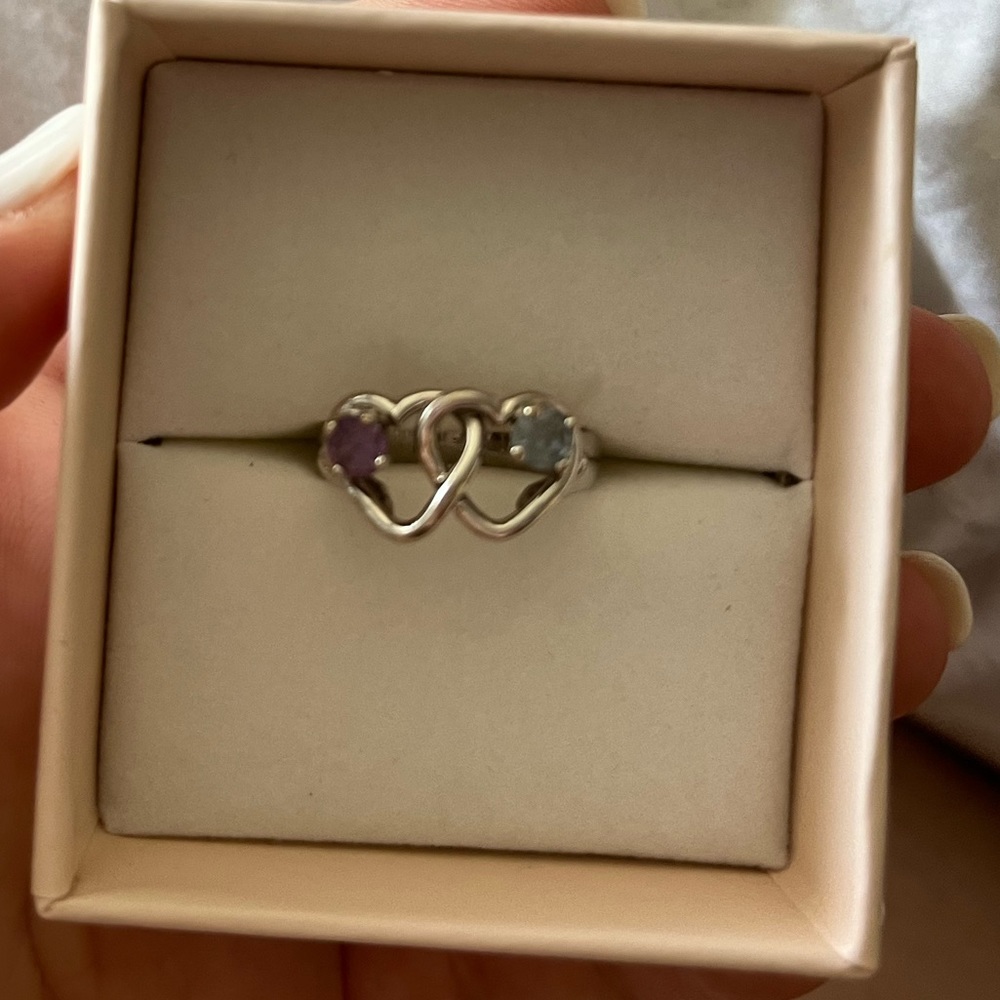 Sterling Silver purple and blue stone ring